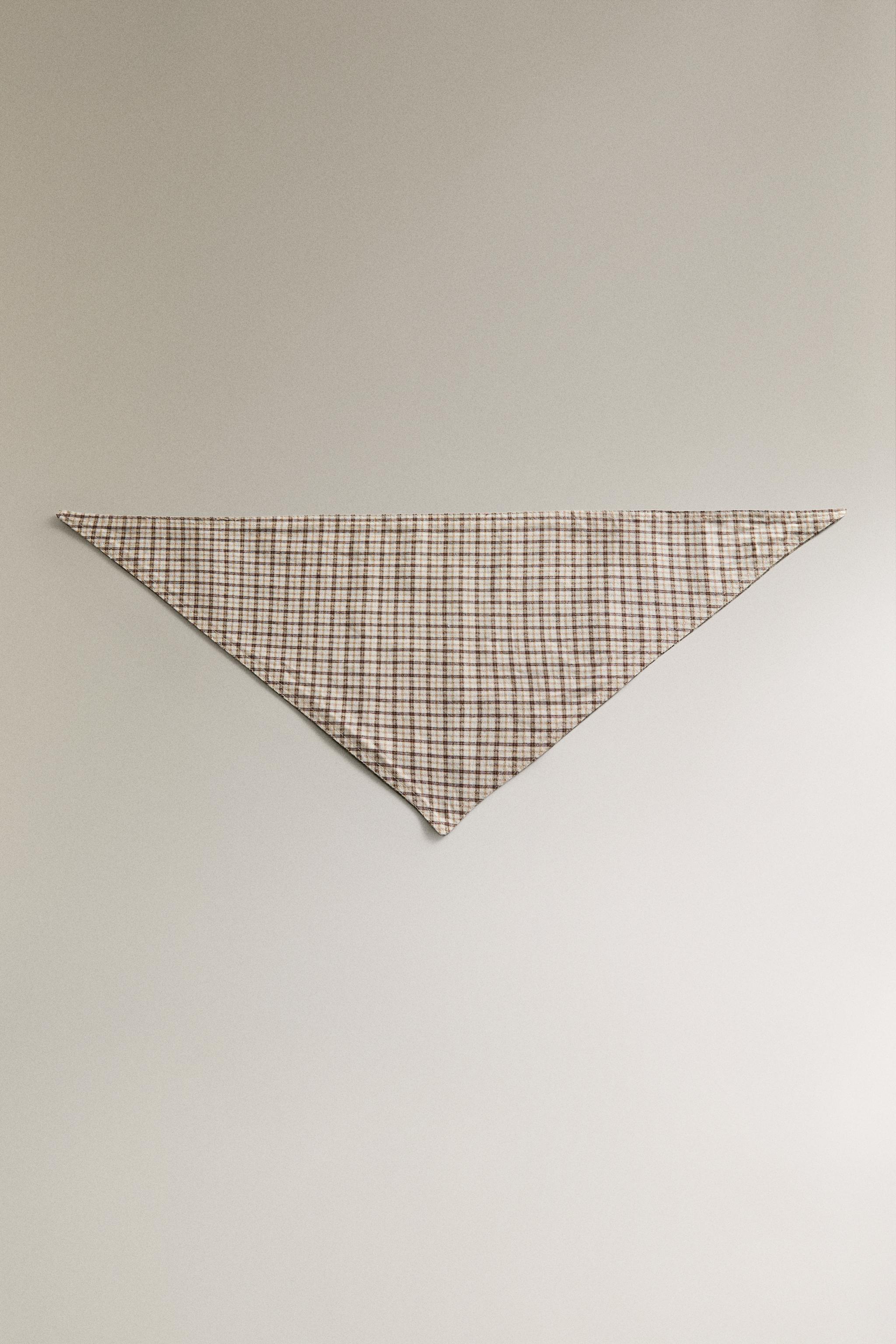 CHECK COTTON LINEN PET BANDANA